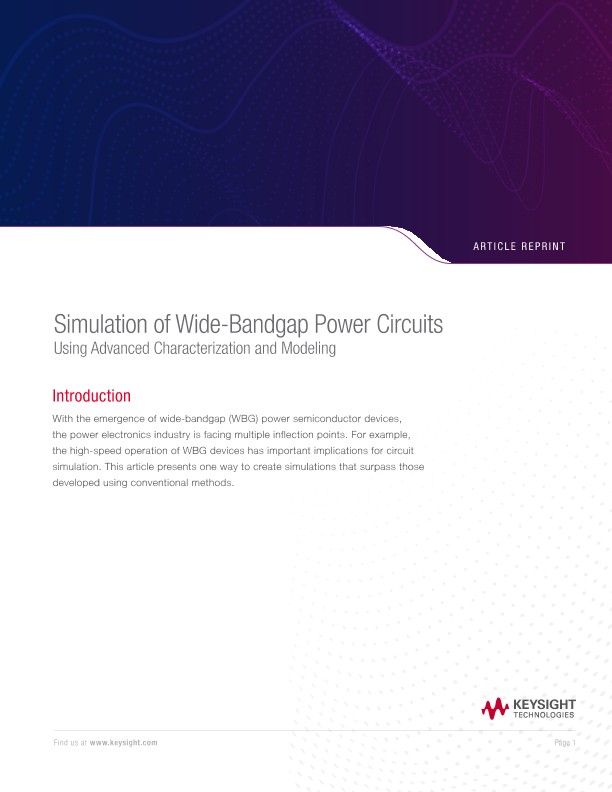 Simulation of Wide-Bandgap Power Circuits Using Advanced Characterization and Modeling