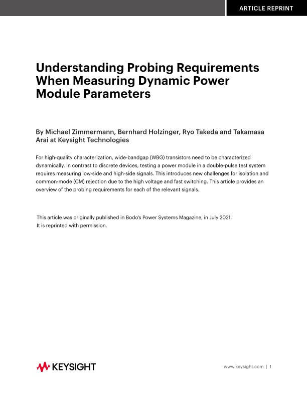 Understanding Probing Requirements When Measuring Dynamic Power Module Parameters