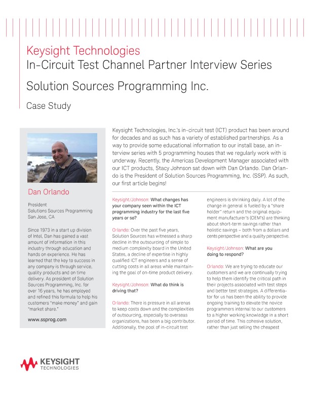 In-Circuit Test Channel Partner Interview Series, Solution Sources Programming Inc.