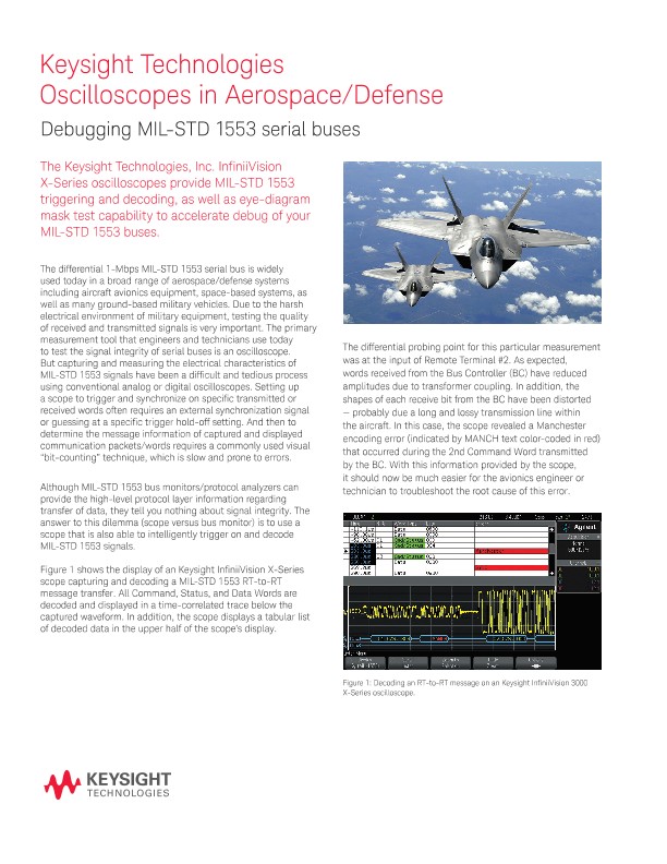 Oscilloscopes in Aerospace/Defense Debugging MIL-STD 1553 serial buses