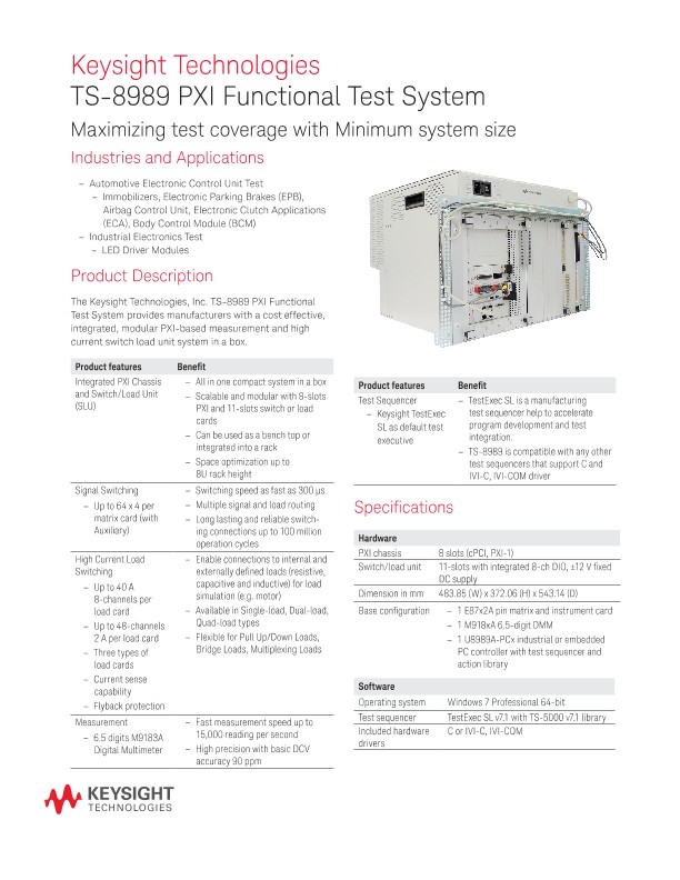 TS-8989 PXI Functional Test System