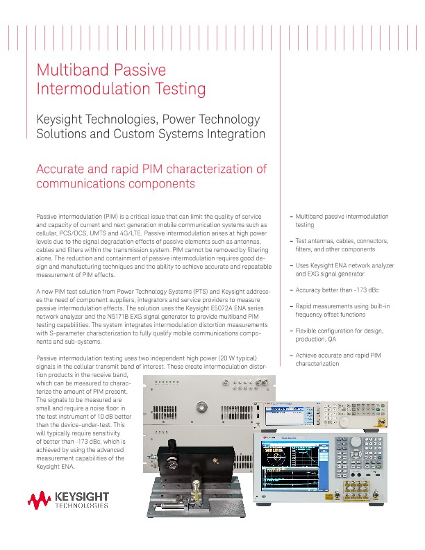 Multiband Passive Intermodulation Testing with Fixturing