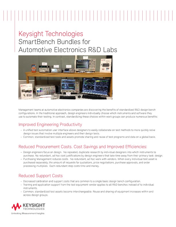 SmartBench Bundles for Automotive Electronics R&D Labs