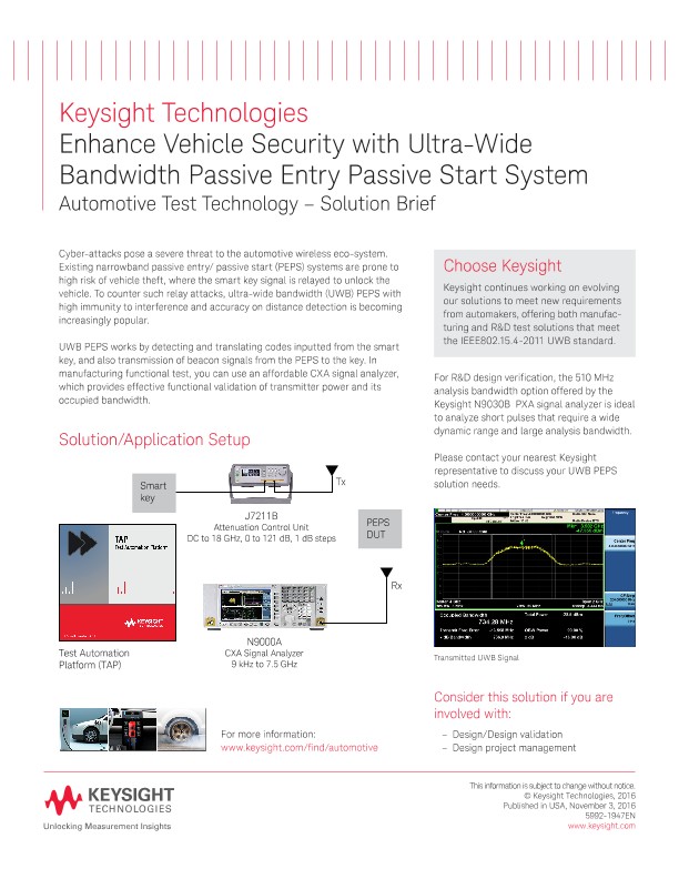 Enhance Vehicle Security with Ultra-Wide Bandwidth Passive Entry Passive Start System