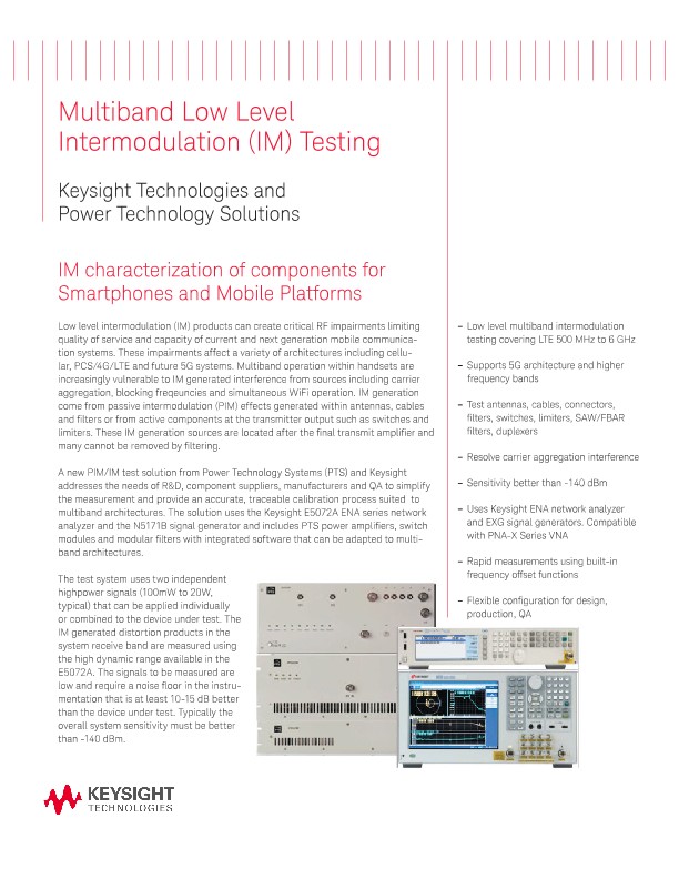 Multiband Low Level  Intermodulation (IM) Testing