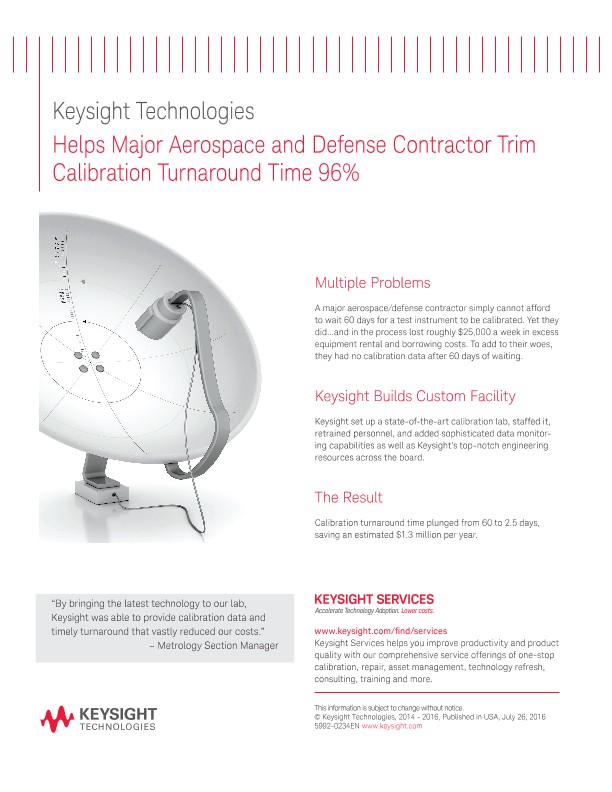 Aerospace and Defense Contractor Trims Calibration Time 96%