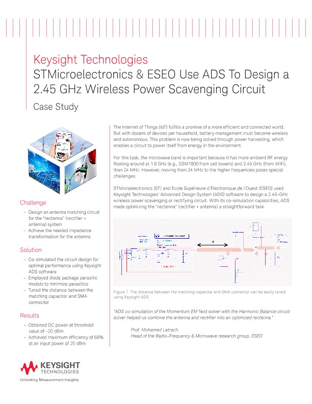 Design a 2.45 GHz Wireless Power Scavenging Circuit with ADS
