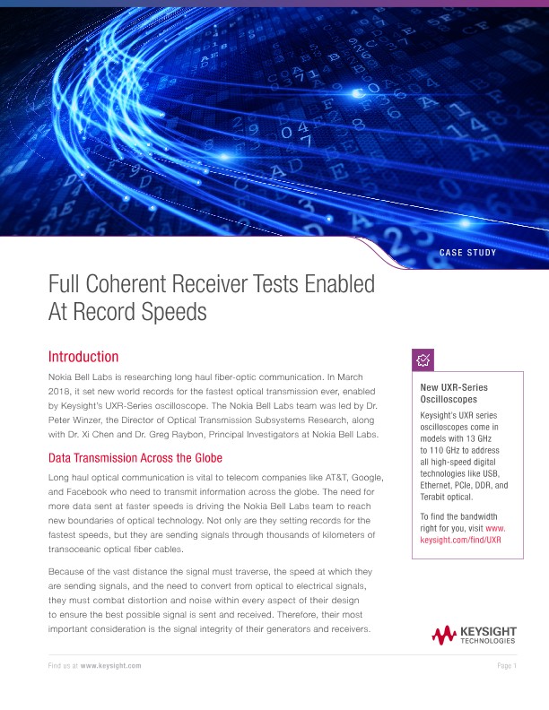 Full Coherent Receiver Tests Enabled At Record Speeds