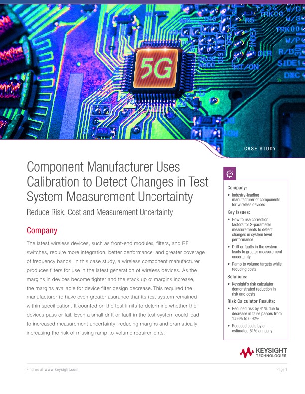 Component Manufacturer Uses Calibration to Reduce Test Risk