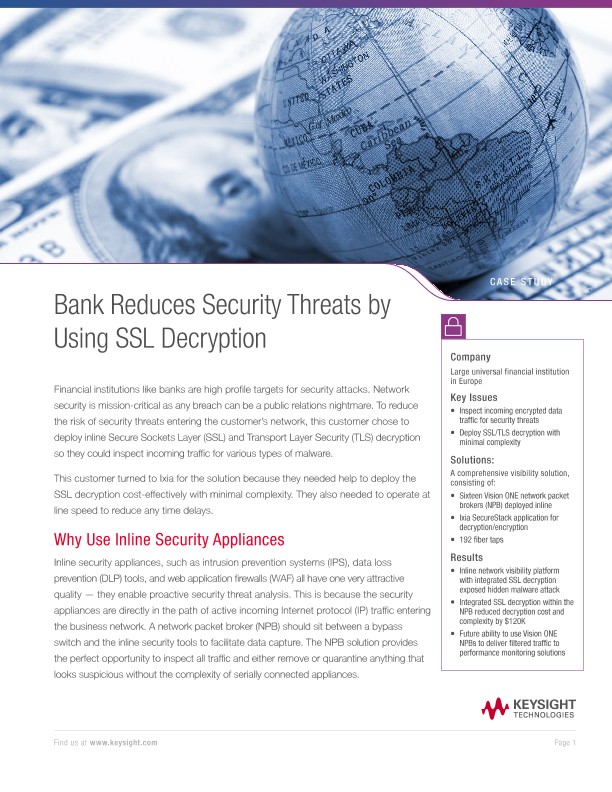 Bank Reduces Security Threats by Using SSL Decryption