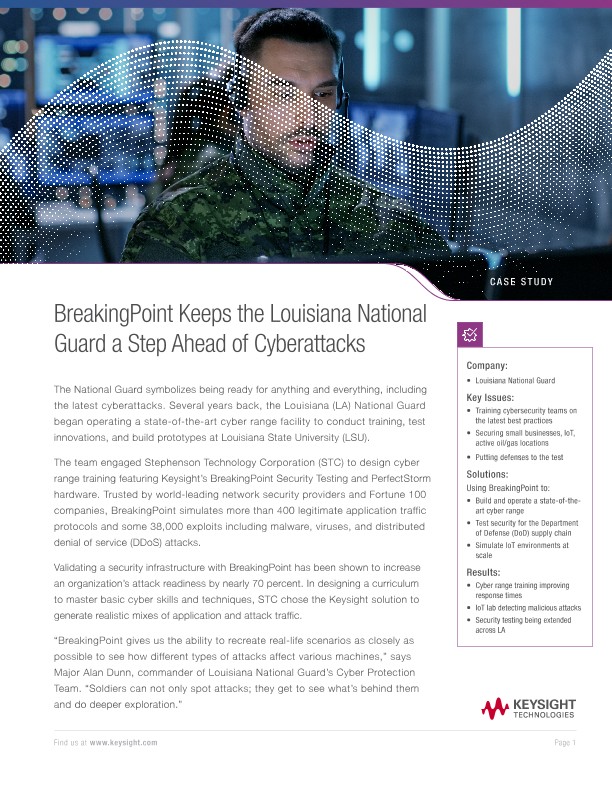 BreakingPoint Keeps Louisiana National Guard a Step Ahead of Cyberattacks