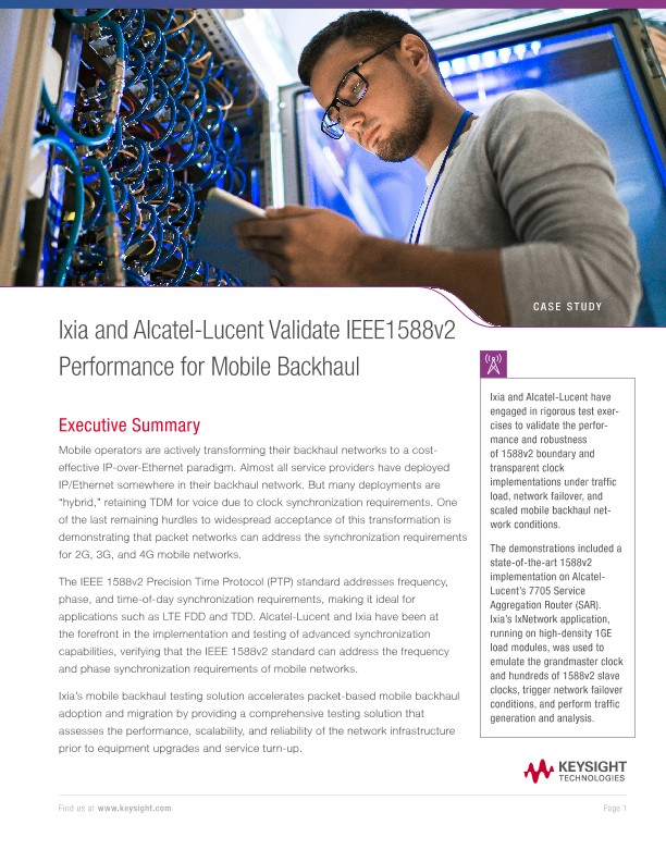 Ixia and Alcatel-Lucent Validate IEEE1588v2 Performance for Mobile Backhaul