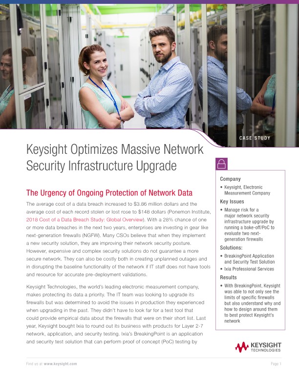 Keysight Optimizes Massive Network Security Infrastructure Upgrade