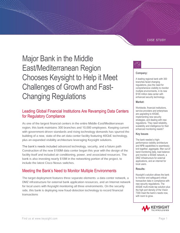 Major Bank Meets Compliance, Visibility, and Security Needs through Better Network Monitoring