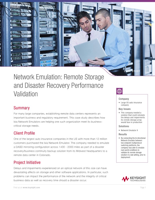 Network Emulation: Remote Storage and Disaster Recovery Performance Validation