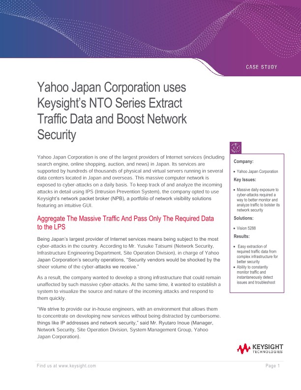 Intuitive GUI Helps Yahoo Japan Make Quick Changes to Monitoring Filters and Improve Network Visibility