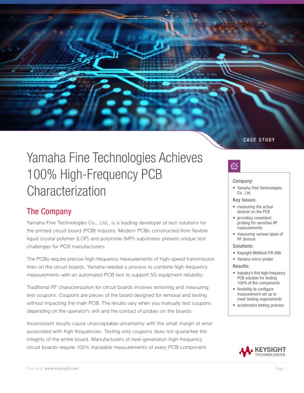 Yamaha Fine Technologies Achieves 100% High-Frequency PCB Characterization