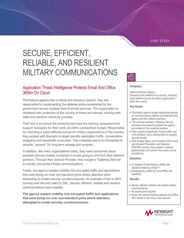 Secure, Efficient, Reliable, and Resilient Military Communications