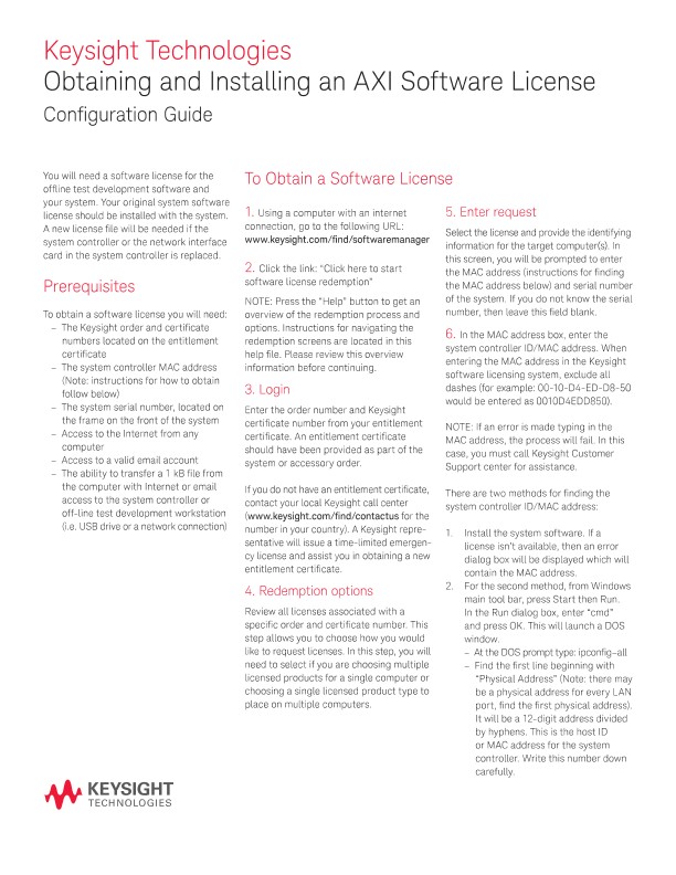 Obtaining and Installing an AXI Software License 