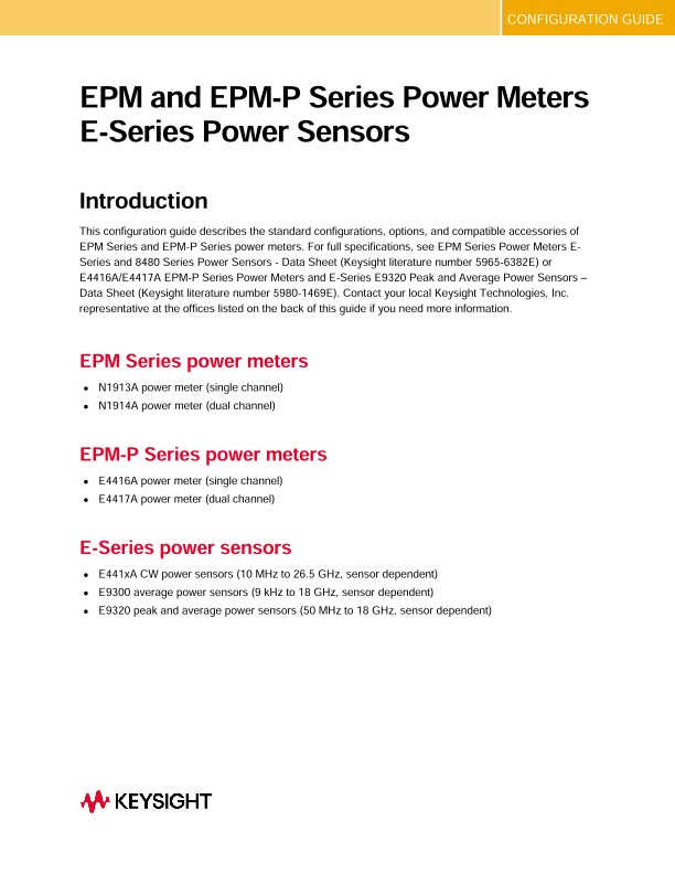 EPM and EPM-P Series Power Meters E-Series Power Sensors