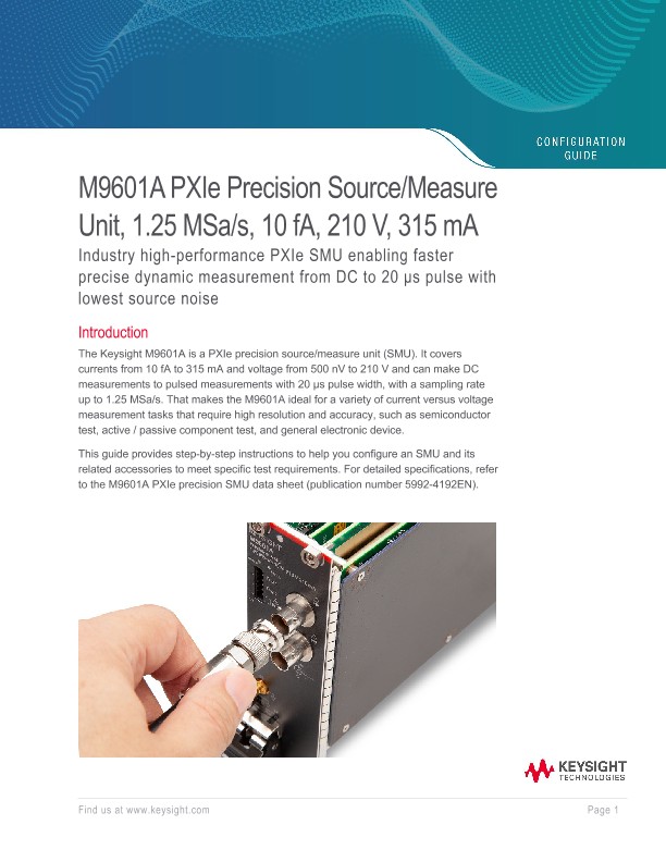 M9601A PXIe Precision Source/Measure Unit PDF Asset Page | Keysight