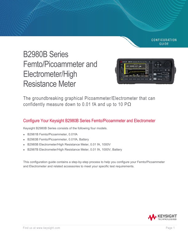 B2980B Series Femto/Picoammeter and Electrometer/High Resistance Meter ...