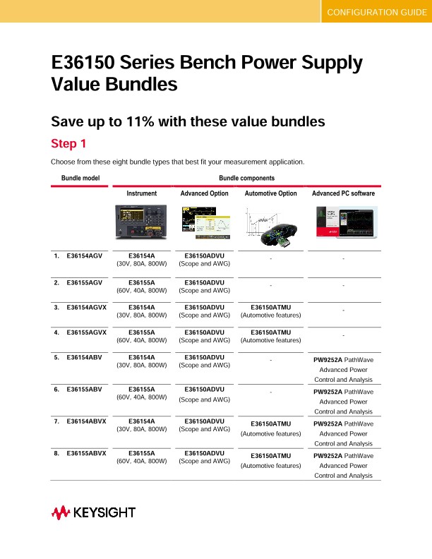 E36150 Series Bench Power Supply Value Bundles