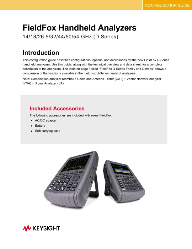 FieldFox Handheld Analyzers 14/18/26.5/32/44/50/54 GHz (D Series)