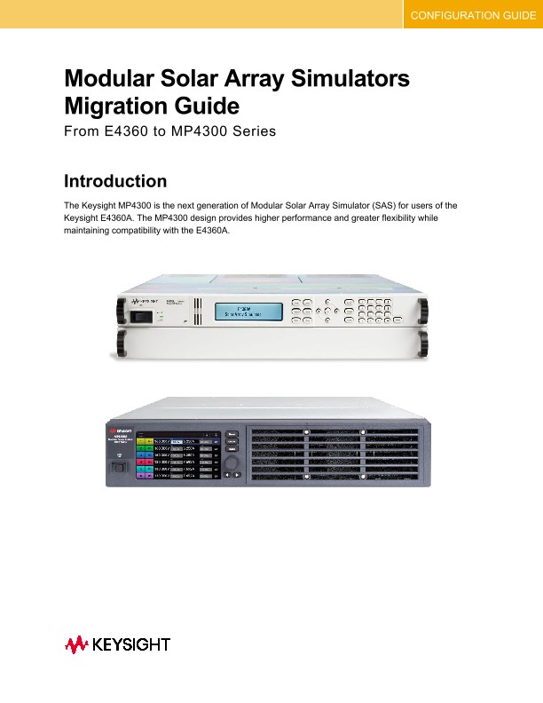Modular Solar Array Simulators Migration Guide