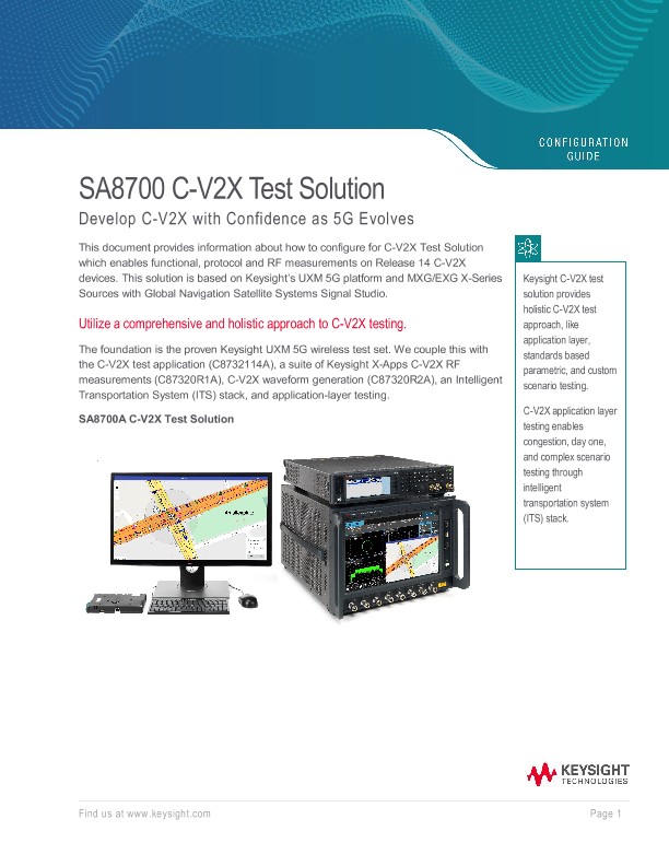 SA8700 C-V2X Test Solution Develop C-V2X with Confidence as 5G Evolves