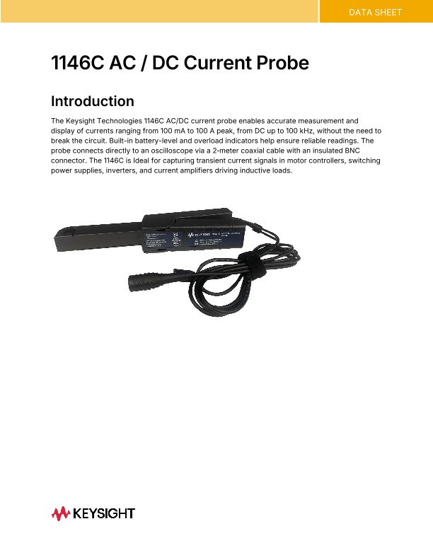 1146C AC / DC Current Probe PDF Asset Page | Keysight