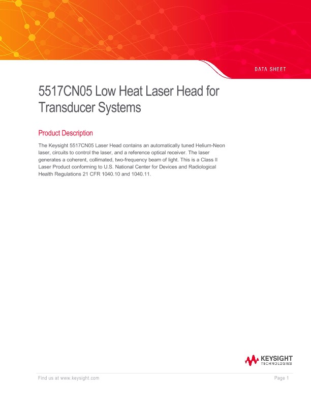 5517CN05 Low Heat Laser Head for Transducer Systems