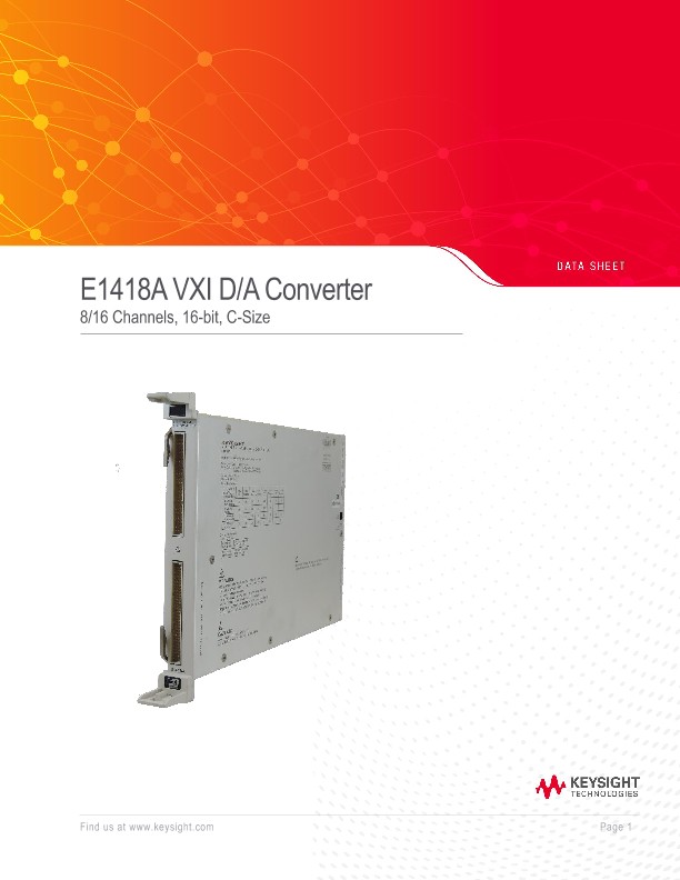 8/16-Channel D/A Converter Keysight E1418A