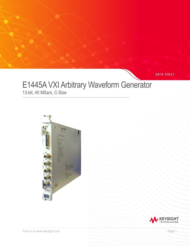 E1445A C-Size Arbitrary Fuction Generator Techniacl Specifications