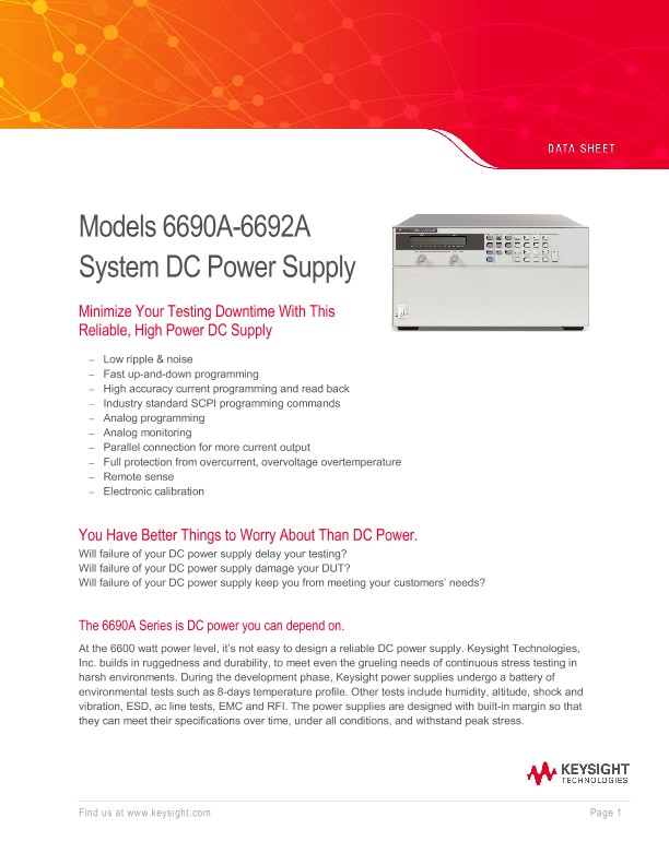 Models 6690A-6692A System DC Power Supply 