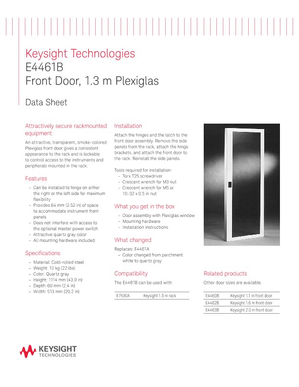 E4461B Front Door, 1.3m Plexiglas 