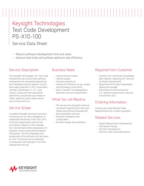 Test Code Development PS-X10-100