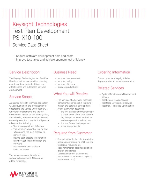 Test Plan Development PS-X10-100