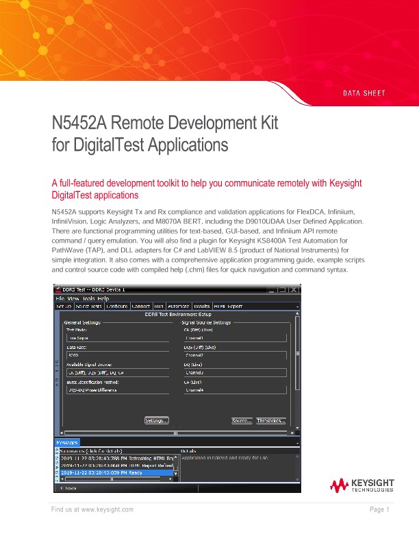 N5452A Remote Development Kit for DigitalTest Applications PDF Asset ...