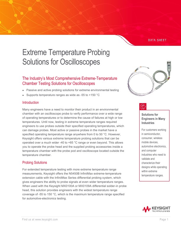 Extreme Temperature Probing Solutions for Oscilloscope