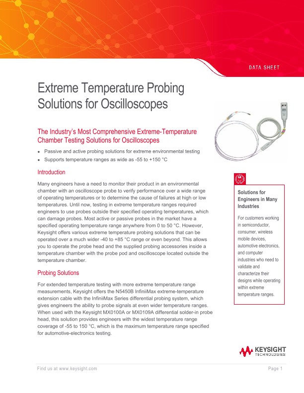 Extreme Temperature Probing Solutions for Oscilloscope