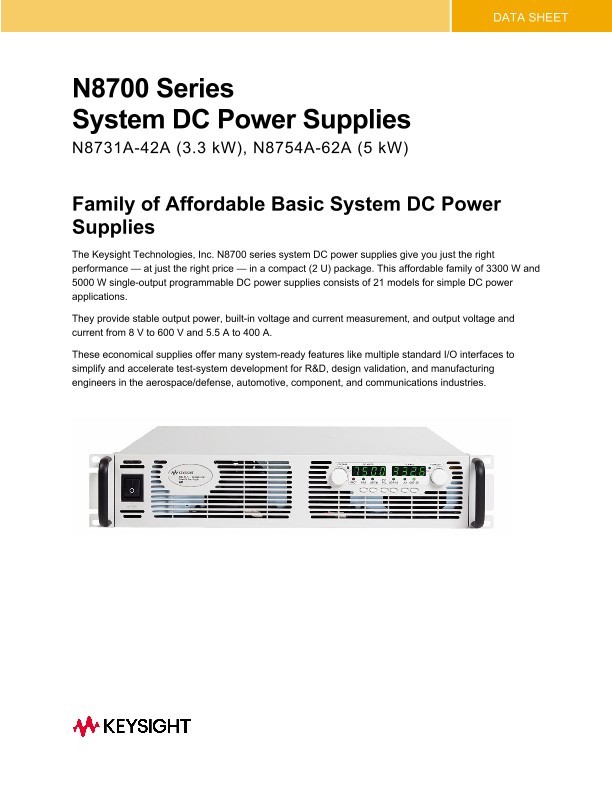 N8700 Series System DC Power Supplies
