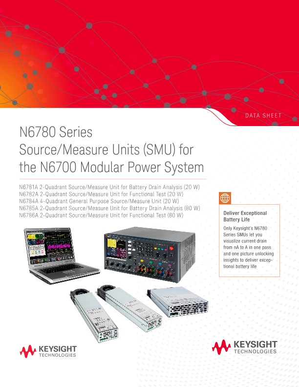 N6780 Series Source/Measure Units (SMU) for the N6700 Modular Power System
