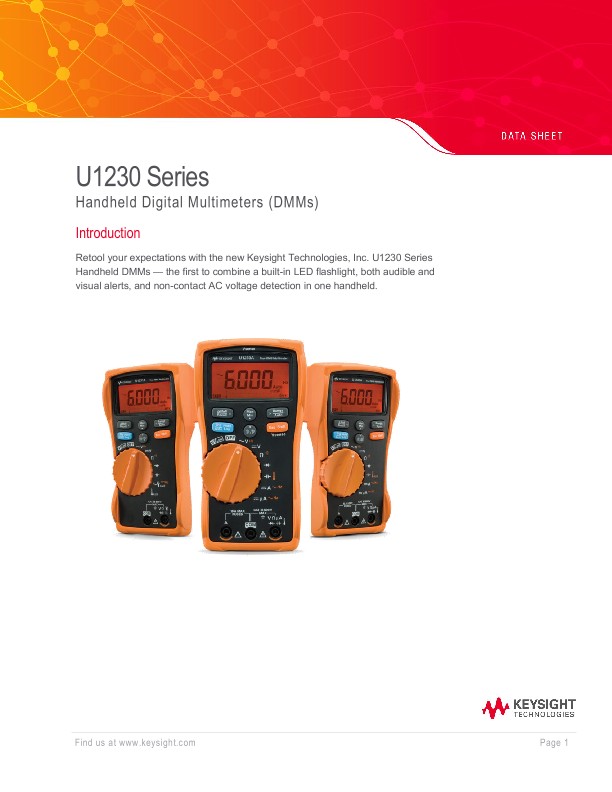 U1230 Series Handheld Digital Multimeters