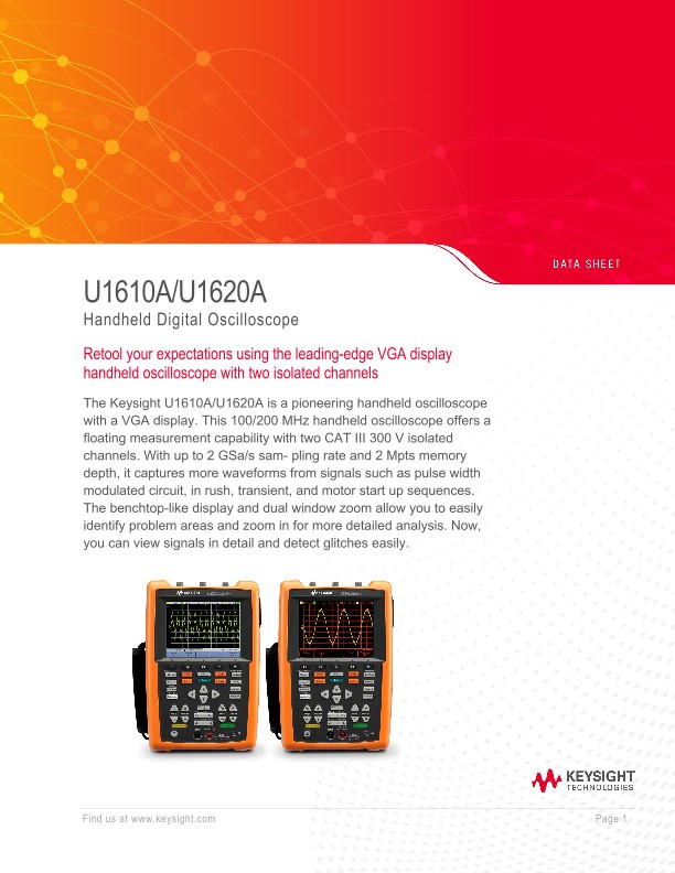 U1610A/U1620A Handheld Digital Oscilloscope
