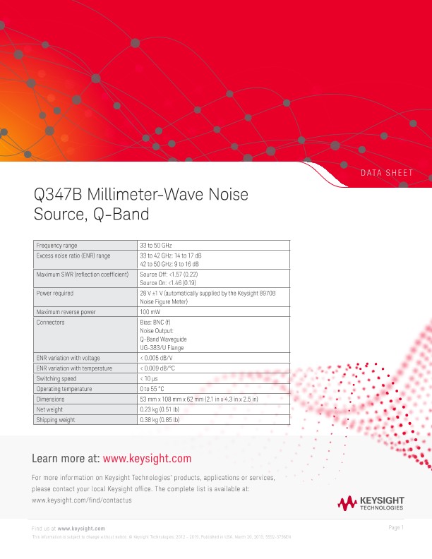 R347B Millimeter-Wave Noise Source, Q-Band