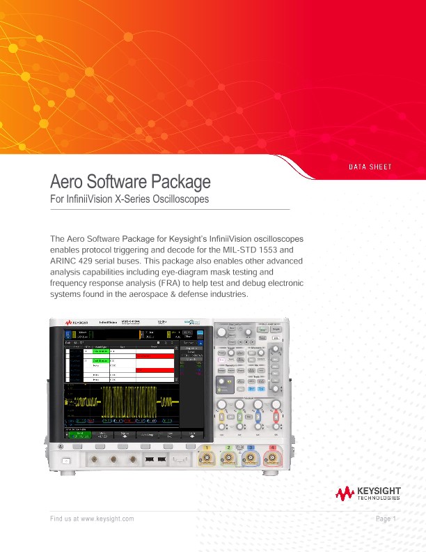 Aero Software Package for InfiniiVision X-Series Oscilloscopes