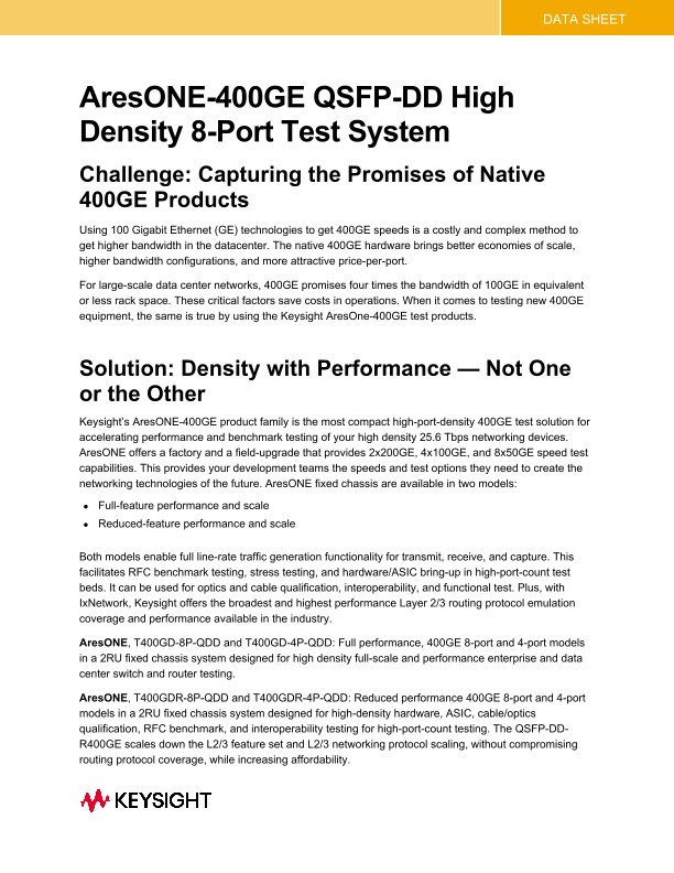 AresONE-400GE QSFP-DD High-Density 8-Port Test System