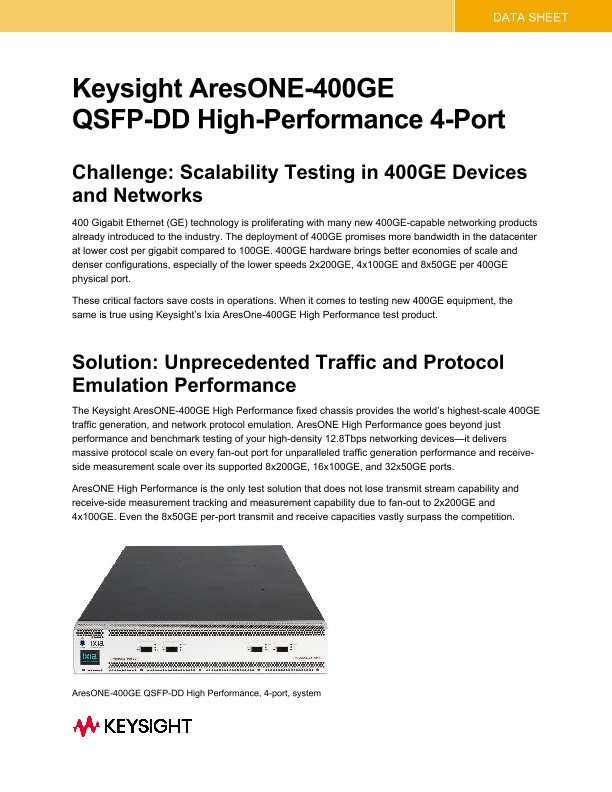 AresONE-400GE QSFP-DD High-Performance 4-Port Test System