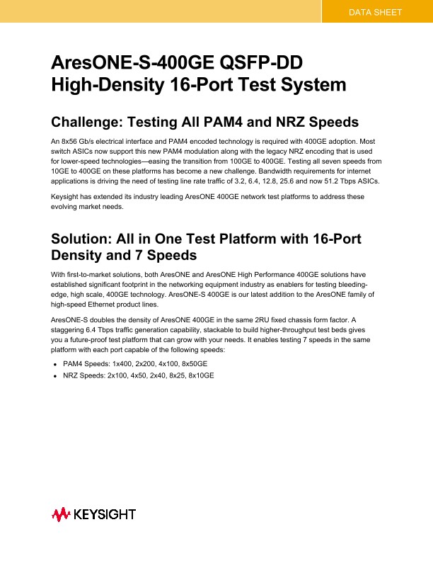 AresONE-S-400GE QSFP-DD High-Density 16-Port Test System